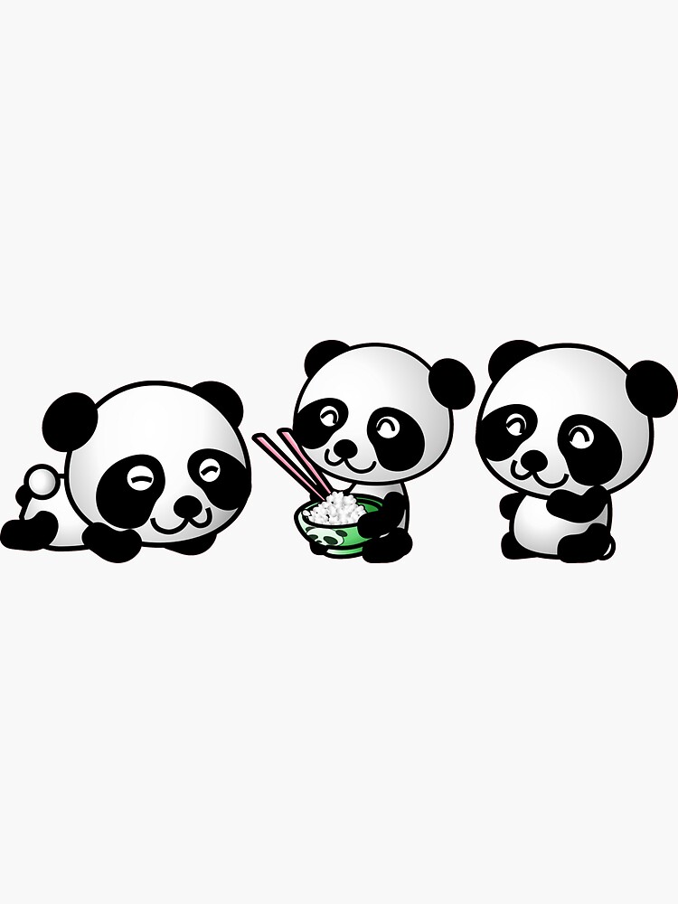 Three Cute Pandas Sticker By Zakishop Redbubble 
