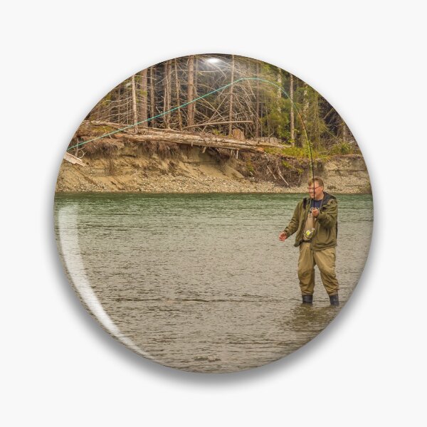 Item preview, A man hooked into a fish while fly fishing in British Columbia, near Kitimat designed and sold by SnapTPhotograph.