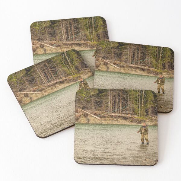 Item preview, A man hooked into a fish while fly fishing in British Columbia, near Kitimat designed and sold by SnapTPhotograph.