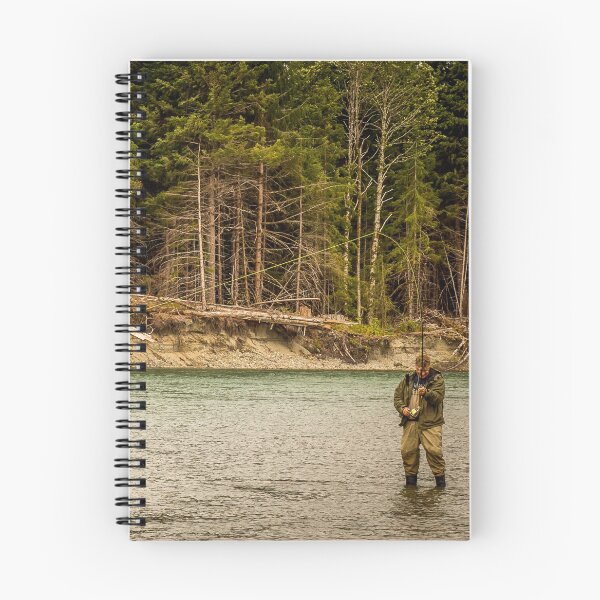 Item preview, A man hooked into a fish while fly fishing in British Columbia, near Kitimat designed and sold by SnapTPhotograph.