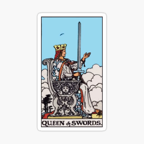 Queen of Swords Tarot Card Rider Waite Classic Sticker
