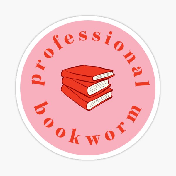 Professional Bookworm in Red and Pink Sticker