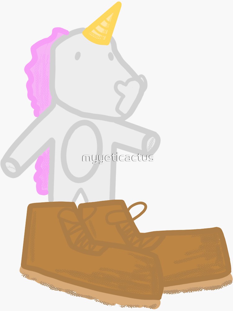 Thumbnail 3 of 3, Sticker, Unicorn with big boots designed and sold by myyeticactus.