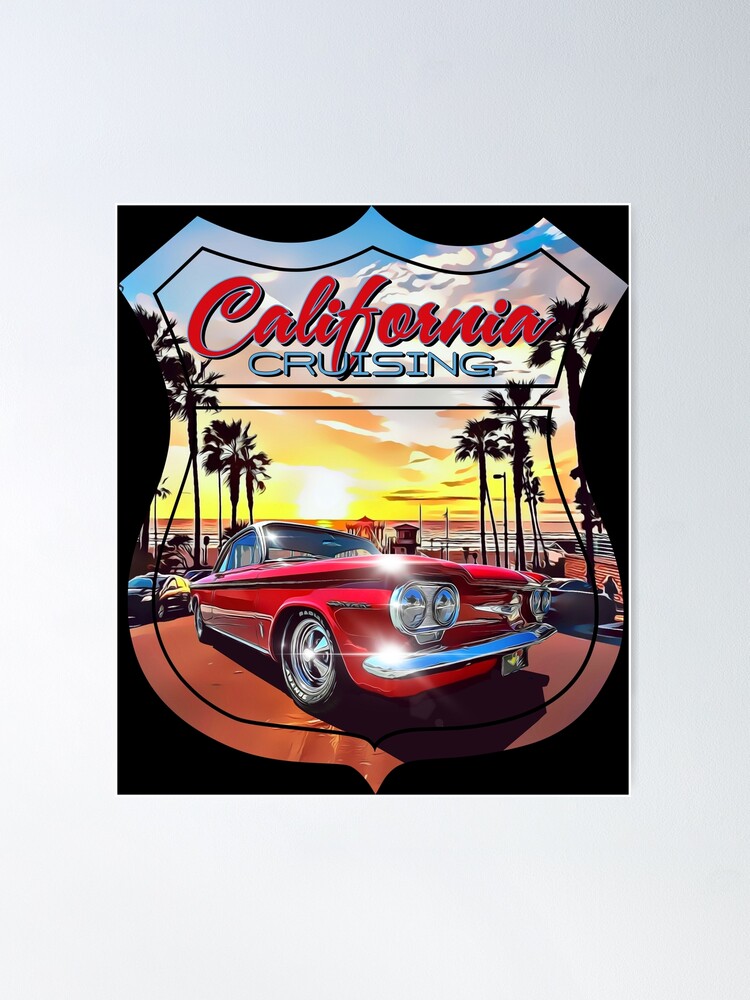 Thumbnail 1 of 3, Poster, Cruising Classic Car Route 66 Corvair designed and sold by FlatSixGraphics.
