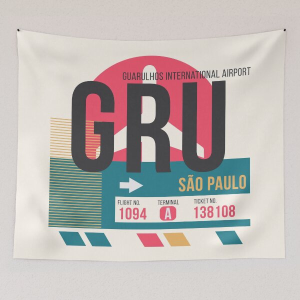 Aperçu de l'œuvre Étiquette de bagage de code d'aéroport de Sao Paulo (GRU) créée et vendue par SLAG-Creative.
