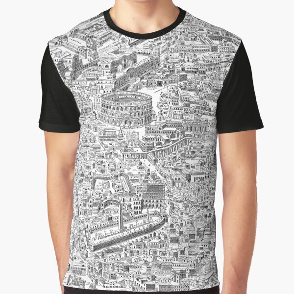 Ancient Rome Historic Line Drawing Graphic T-Shirt