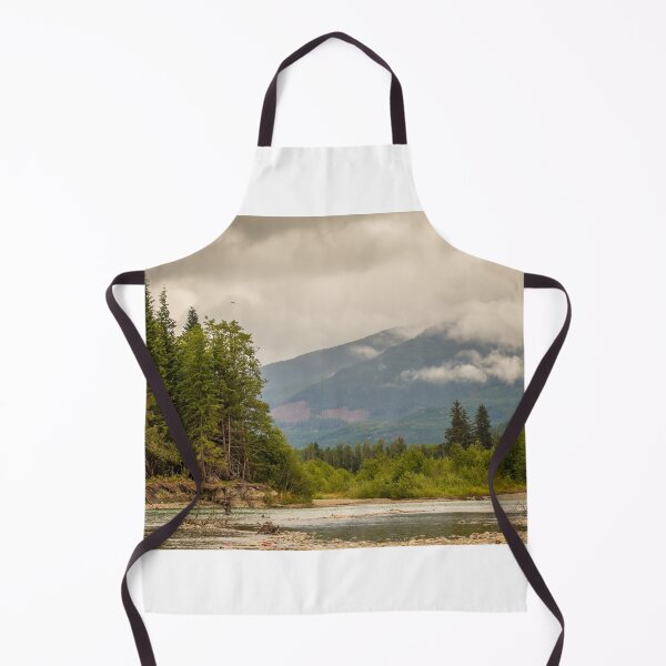 Item preview, Landscape of a river, mountain and forest, with an eagle in the sky, during a cloudy summer day. designed and sold by SnapTPhotograph.