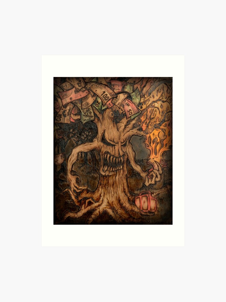 Money Is The Root Of All Evil Tree Art Print By Champstiles Redbubble - money is the root of all evil tree art print