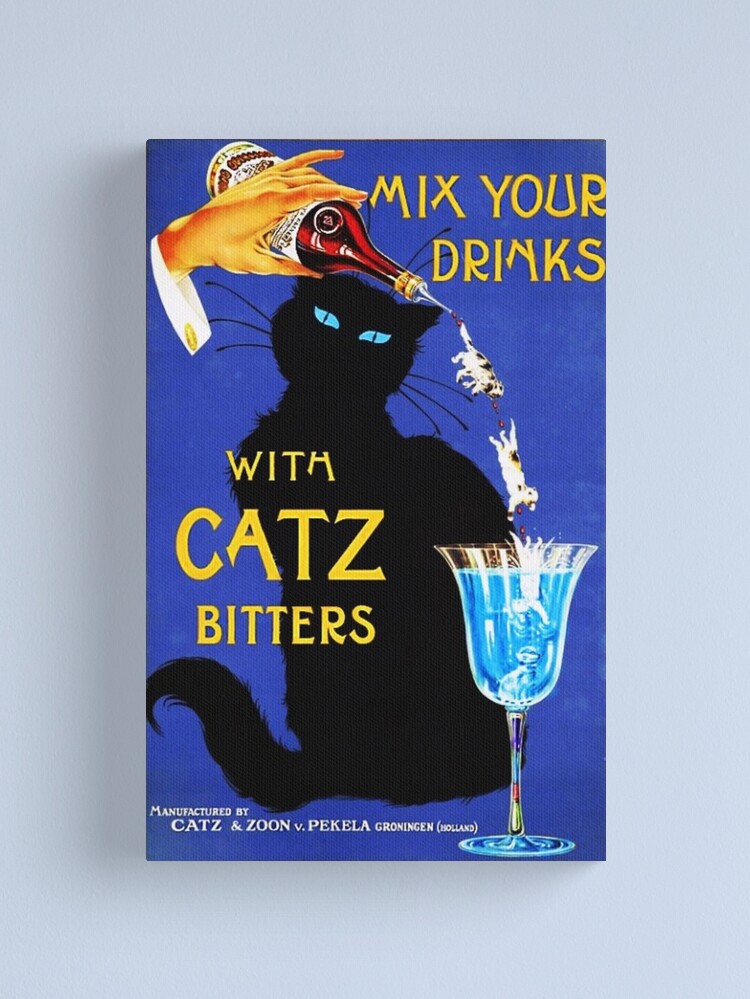"Mix Your Drinks with Catz Bitters Vintage Food & Alcoholic Beverage Drink Poster " Canvas Print