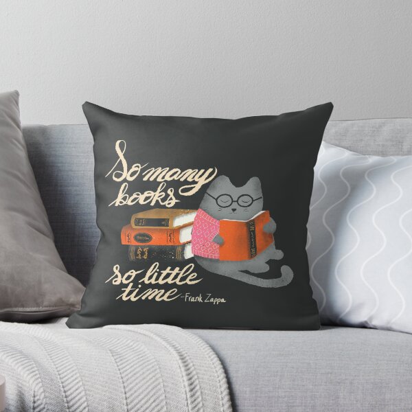 Reading Cat - dark background Throw Pillow