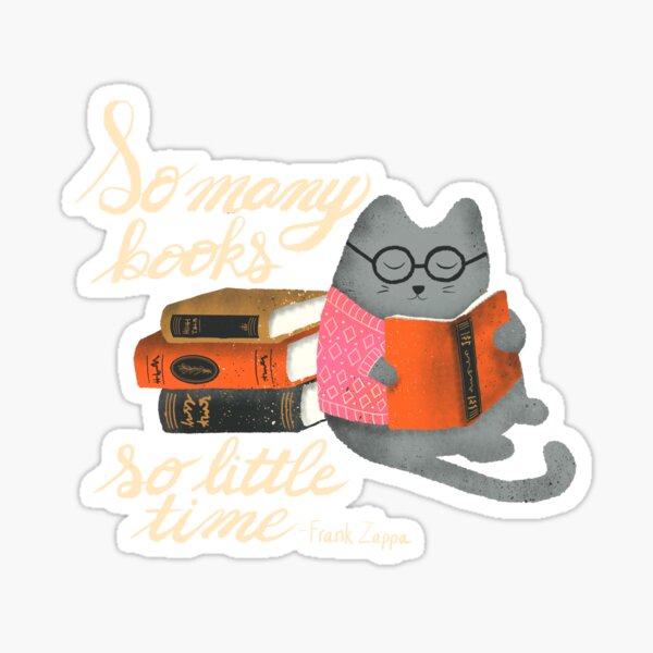 Reading Cat - dark background Sticker