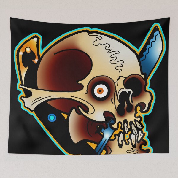 Item preview, Punk Metal Tattoo Skull with Straight Razor designed and sold by Greg Donchatz.