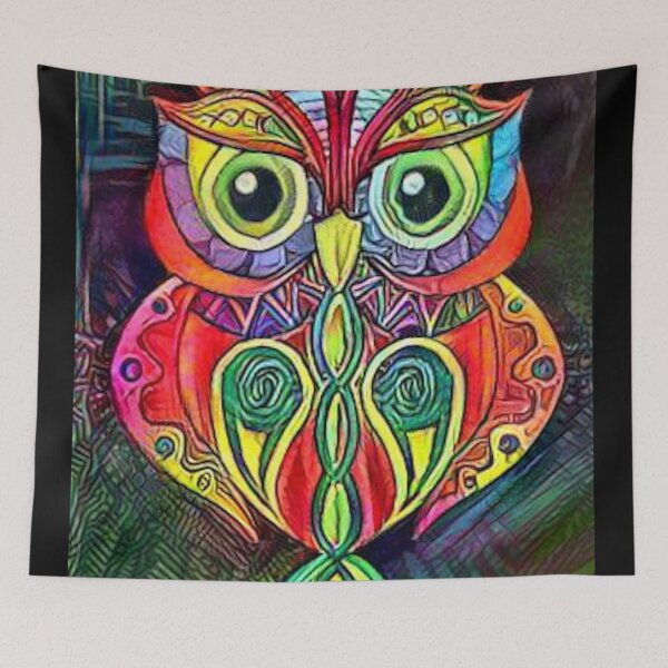 Item preview, Vintage Hippy Owl - Psychedelic Colors Abstract Design designed and sold by ittybittyowl.