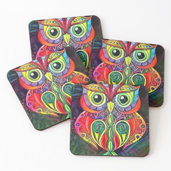 Item preview, Vintage Hippy Owl - Psychedelic Colors Abstract Design designed and sold by ittybittyowl.