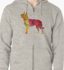 Australian Kelpie in watercolor Zipped Hoodie
