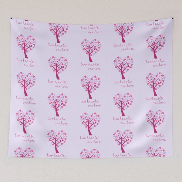 Item preview, Two Hearts...One Love - Pink on Purple designed and sold by PawsitiveMum.