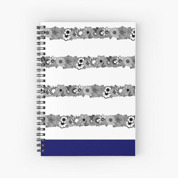 Conception de rayures nautiques florales avec base bleu marine Cahier à spirale