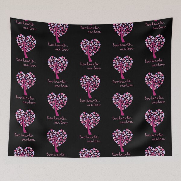 Item preview, Two Hearts...One Love - Pink on Black designed and sold by PawsitiveMum.