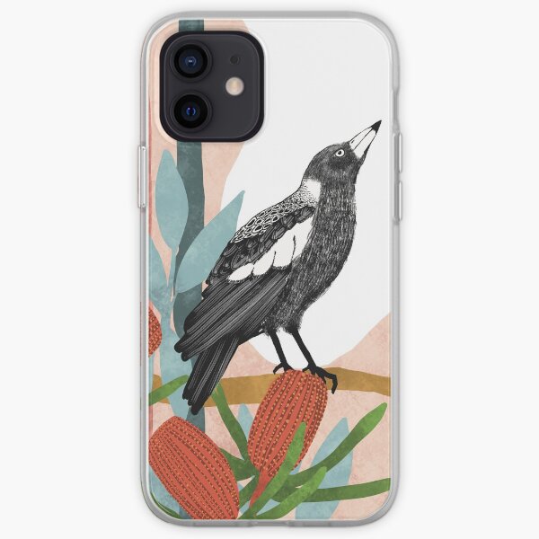 Australian Magpie amongst Banksia Flowers iPhone Soft Case