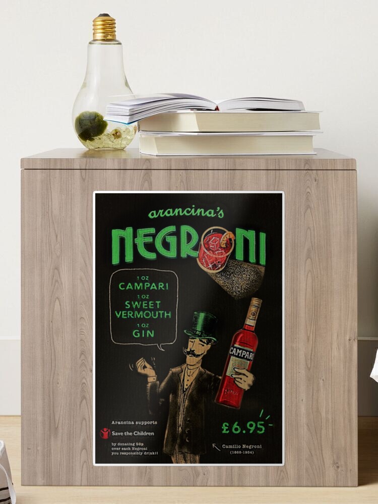 Vintage Green Arancinas Negroni Campari Sweet Vermouth Gin Cocktails  Advertising Poster Sticker for Sale by Jéanpaul Ferro