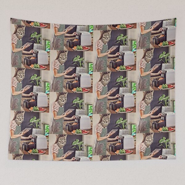 Item preview, Cat Cooking With Air Fryer - Funny Surreal Cats designed and sold by AnimalSociety.