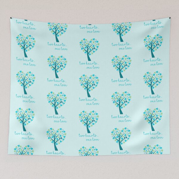 Item preview, Two Hearts...One Love - Turquoise on Aqua designed and sold by PawsitiveMum.
