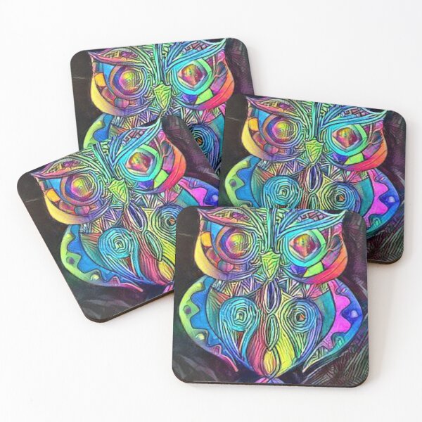 Item preview, Vintage Hippy Owl - Psychedelic Pastel Colors Abstract Design designed and sold by ittybittyowl.