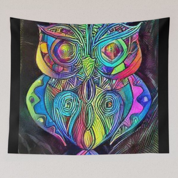 Item preview, Vintage Hippy Owl - Psychedelic Pastel Colors Abstract Design designed and sold by ittybittyowl.