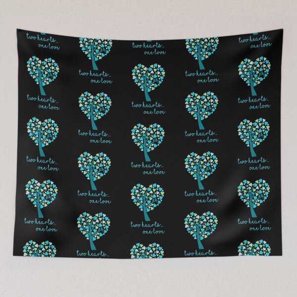 Item preview, Two Hearts...One Love - Aqua on Black designed and sold by PawsitiveMum.