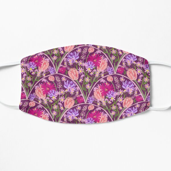 Wildflowers in Scallops in Aubergine by Tea with Xanthe Flat Mask