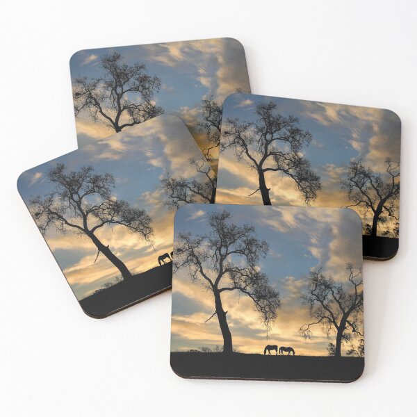 Item preview, Horses and Oak Trees In Sunrise Skies designed and sold by Stephanie Laird.