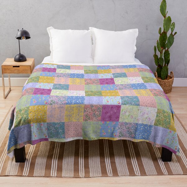 Spring palette patchwork quilt by Tea with Xanthe  Throw Blanket