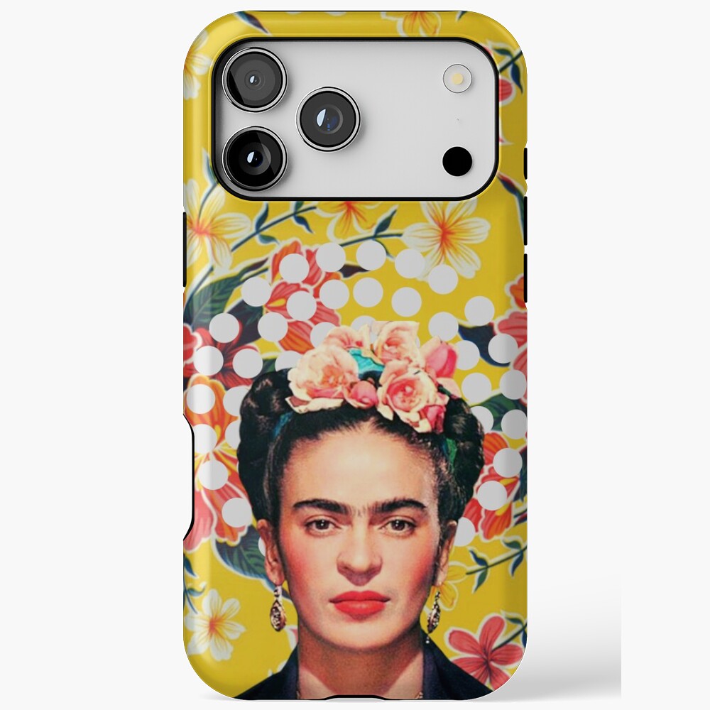iPhoneアクセサリー Frieda Frida Kahlo print, flowers, color on ocher Mexican tablecloth