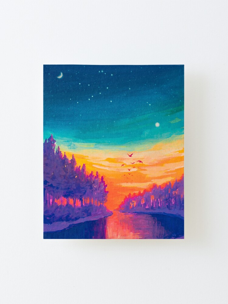 Alternate view of Zodiac Signs as Landscape Paintings- Aquarius / Great Conjuntion Mounted Print