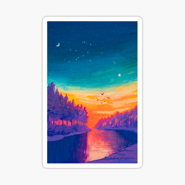 Zodiac Signs as Landscape Paintings- Aquarius / Great Conjuntion Sticker