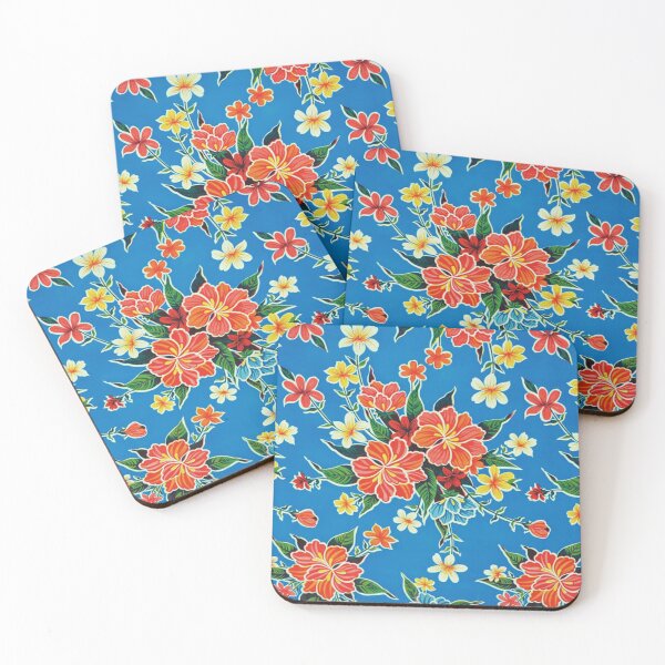Item preview, Color flower print, blue Mexican tablecloth designed and sold by Adriana C (All about Frida).