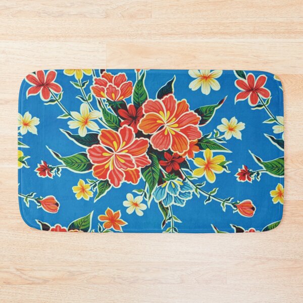 Item preview, Color flower print, blue Mexican tablecloth designed and sold by Adriana C (All about Frida).