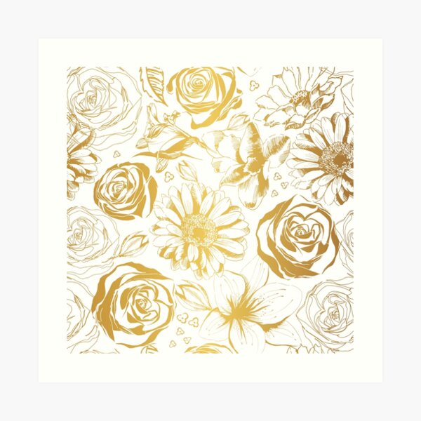 Elegant black background with gold flowers.  Poster for Sale by  LourdelKaLou