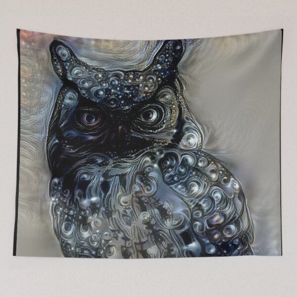 Item preview, Mythical Armored Owl in Black and Grey Metal designed and sold by ittybittyowl.