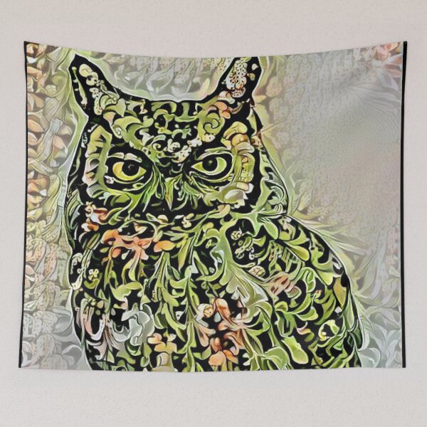 Item preview, Flowery Fantasy Forest Owl designed and sold by ittybittyowl.