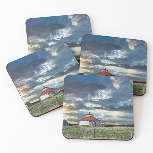 Item preview, Bid Red Round Barn at sunset designed and sold by Randy Branham.
