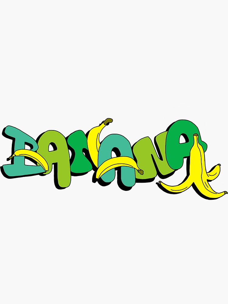 Banana Word Art Sticker By Hopejosti00 Redbubble