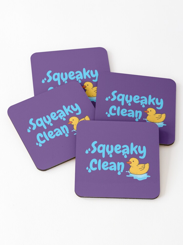 Thumbnail 1 of 5, Coasters (Set of 4), Squeaky Clean Rubber Duckie Cleaning Housekeeping Cleanup designed and sold by SavvyCleaner.