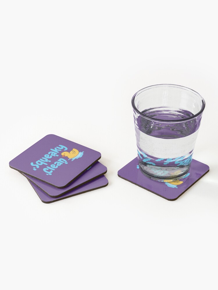 Thumbnail 2 of 5, Coasters (Set of 4), Squeaky Clean Rubber Duckie Cleaning Housekeeping Cleanup designed and sold by SavvyCleaner.
