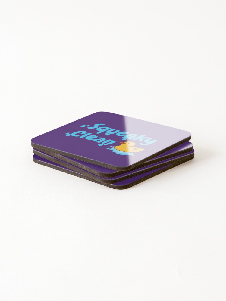 Thumbnail 4 of 5, Coasters (Set of 4), Squeaky Clean Rubber Duckie Cleaning Housekeeping Cleanup designed and sold by SavvyCleaner.