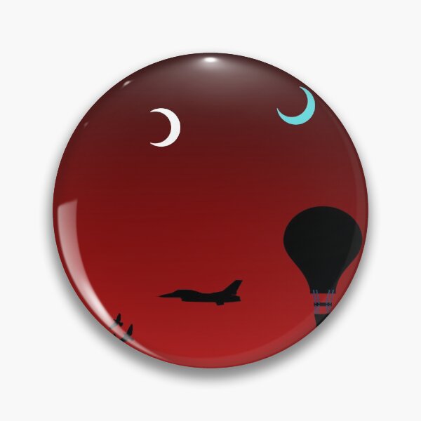 Item preview, Red Night Sky With Moons, Hot Air Ballon, Jet, and Birds designed and sold by ShaunSandhu.