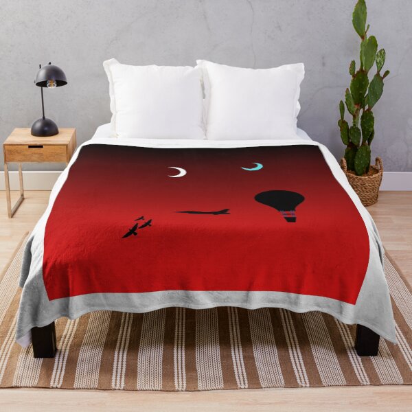Item preview, Red Night Sky With Moons, Hot Air Ballon, Jet, and Birds designed and sold by ShaunSandhu.