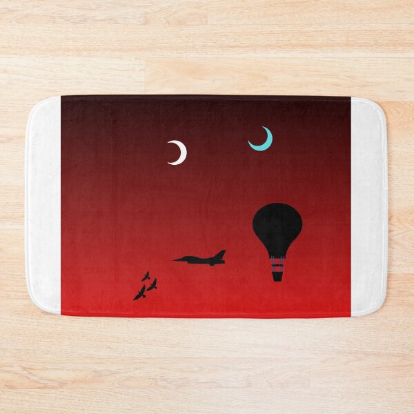 Item preview, Red Night Sky With Moons, Hot Air Ballon, Jet, and Birds designed and sold by ShaunSandhu.