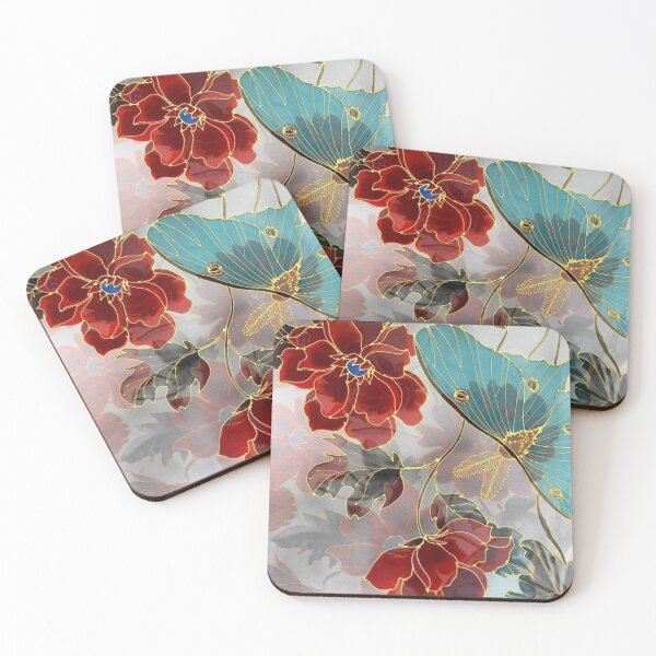 Item preview, Roses and butterfly pattern with gold lines effect designed and sold by astrunb5.