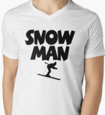 Snowman Ski T-Shirt mit V-Ausschnitt für Männer